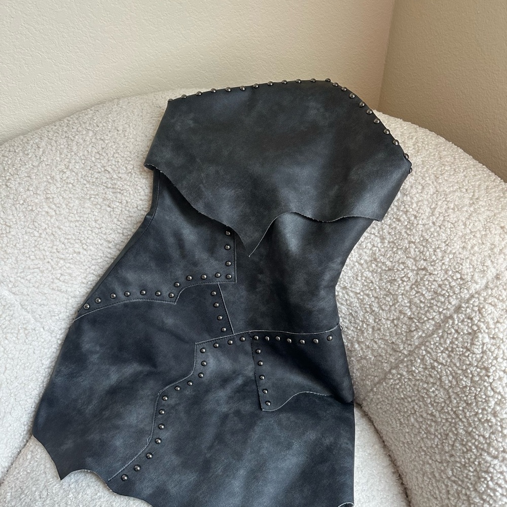 Vintage Black Studded Drawstring Dress